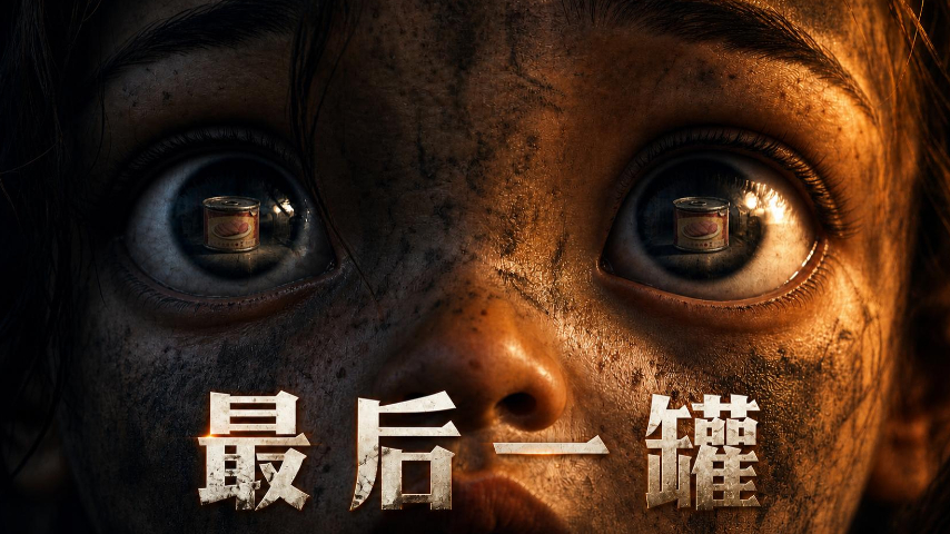 《最后一罐》封面:孩子的眼中映着一罐食物,画面呈现战争废墟般的暗色质感